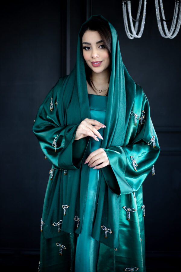 Emerald Bow Shine Abaya