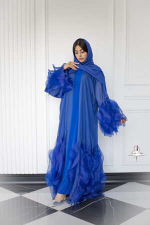 Blue Ruffled Abaya