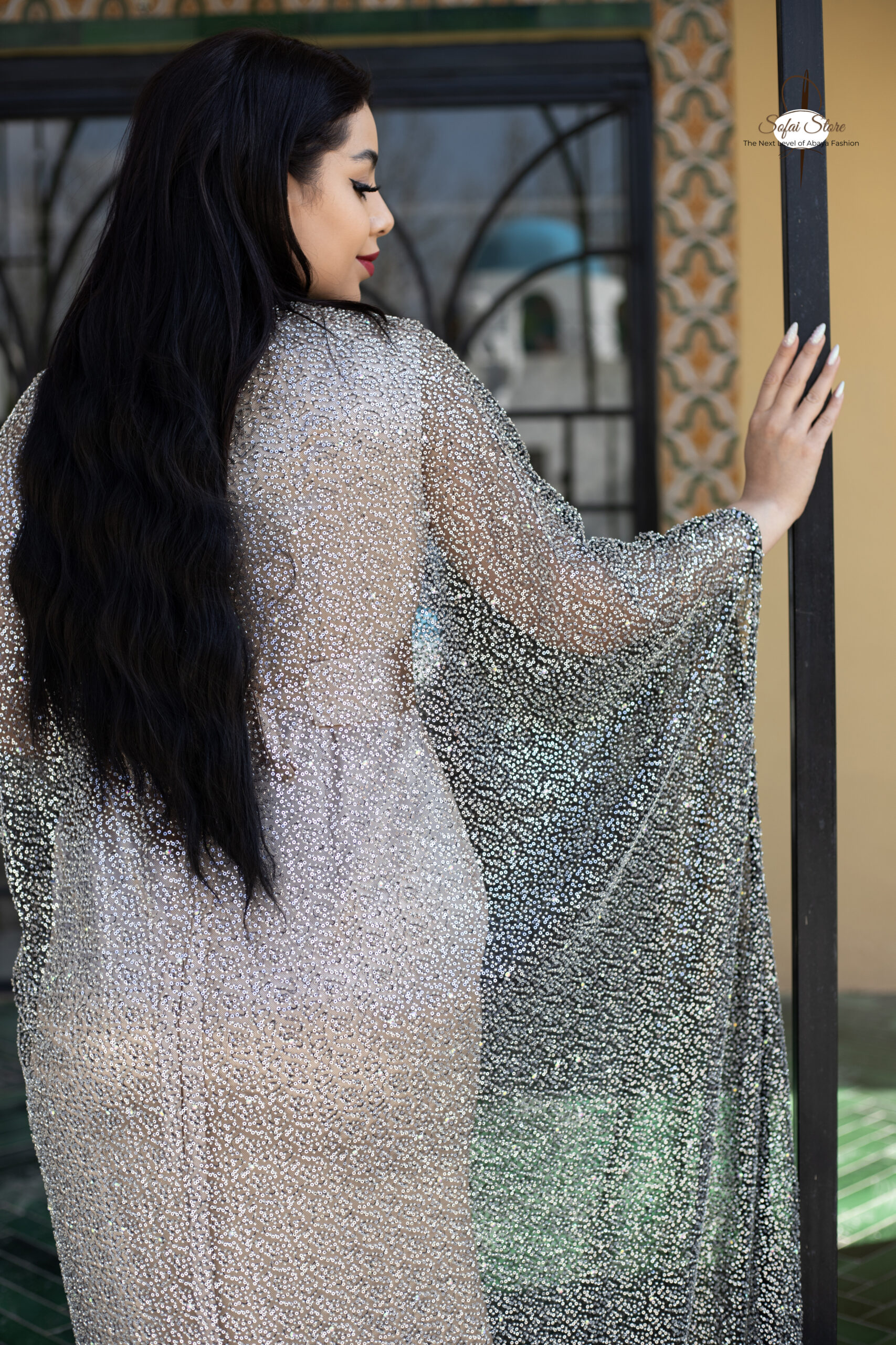 Silver Shimmer Kaftan Abaya