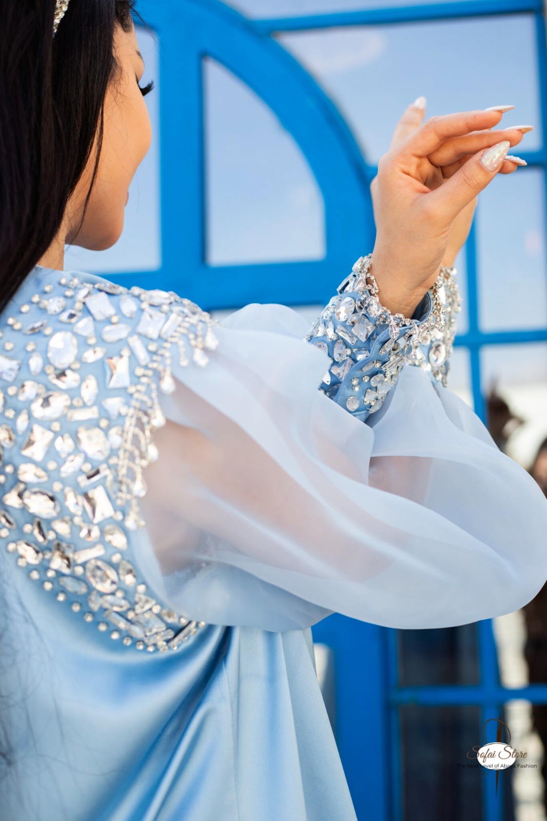 Cinderella Blue Open Abaya - Image 3